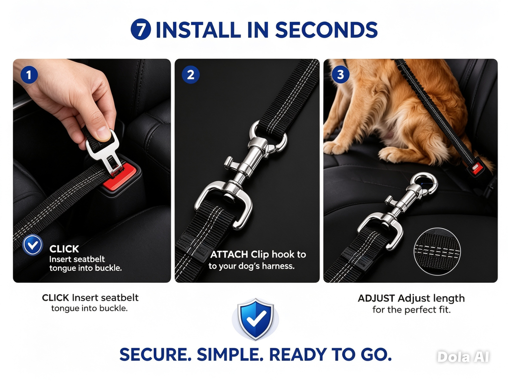 Dog Car Seat Belt – Safe & Secure Travel 🐾