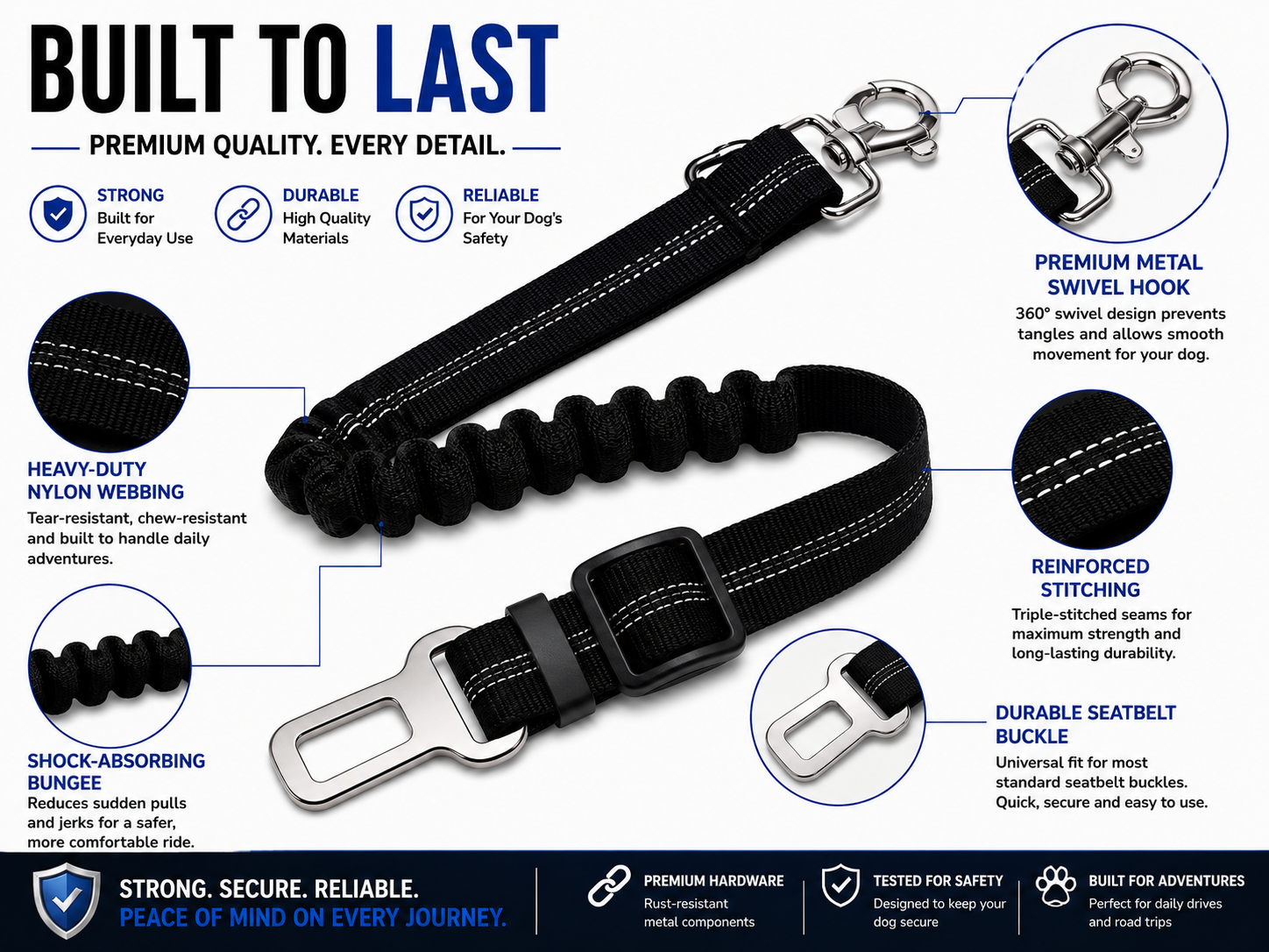 Dog Car Seat Belt – Safe & Secure Travel 🐾
