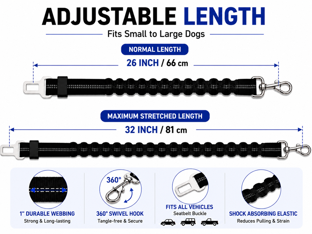 Dog Car Seat Belt – Safe & Secure Travel 🐾